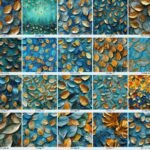 Leaves in gold and blue