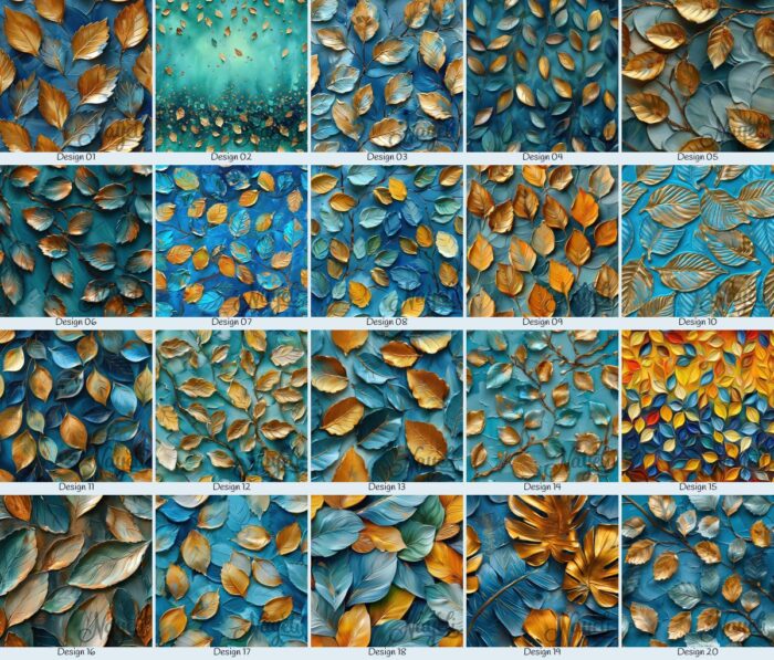 Leaves in gold and blue – Bild 1