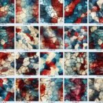 cracked red teal beige