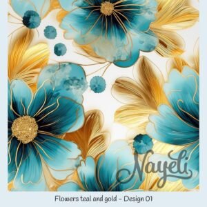 Flowers teal and gold – Bild 2
