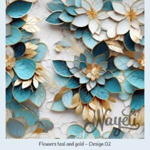 Flowers teal and gold – Bild 3