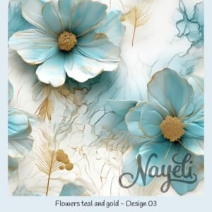 Flowers teal and gold – Bild 4
