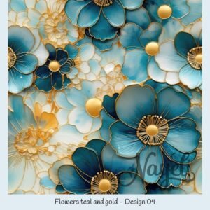 Flowers teal and gold – Bild 5