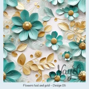 Flowers teal and gold – Bild 6
