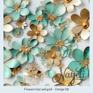 Flowers teal and gold – Bild 9