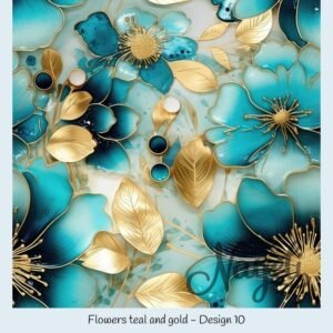 Flowers teal and gold – Bild 11