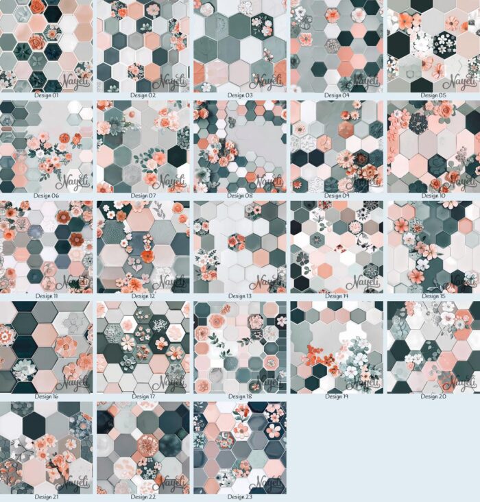 Sage & Coral Hexagon – Bild 1