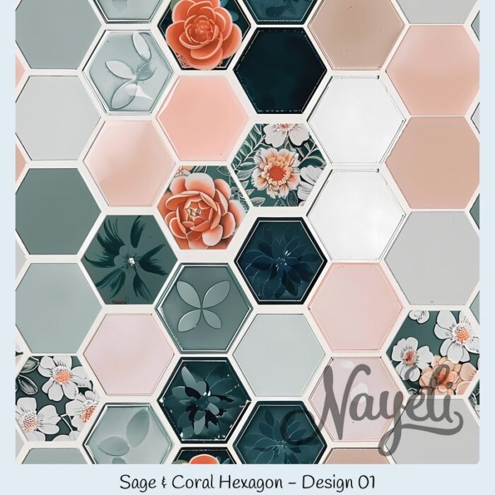 Sage & Coral Hexagon – Bild 2