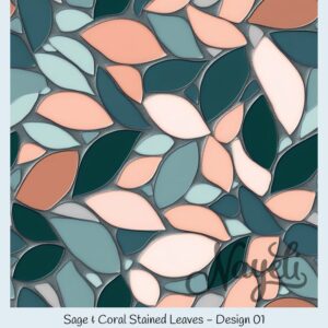 Sage & Coral Stained Leaves – Bild 2