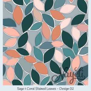 Sage & Coral Stained Leaves – Bild 3