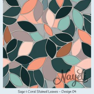 Sage & Coral Stained Leaves – Bild 5