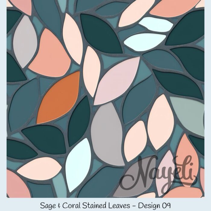 Sage & Coral Stained Leaves – Bild 10