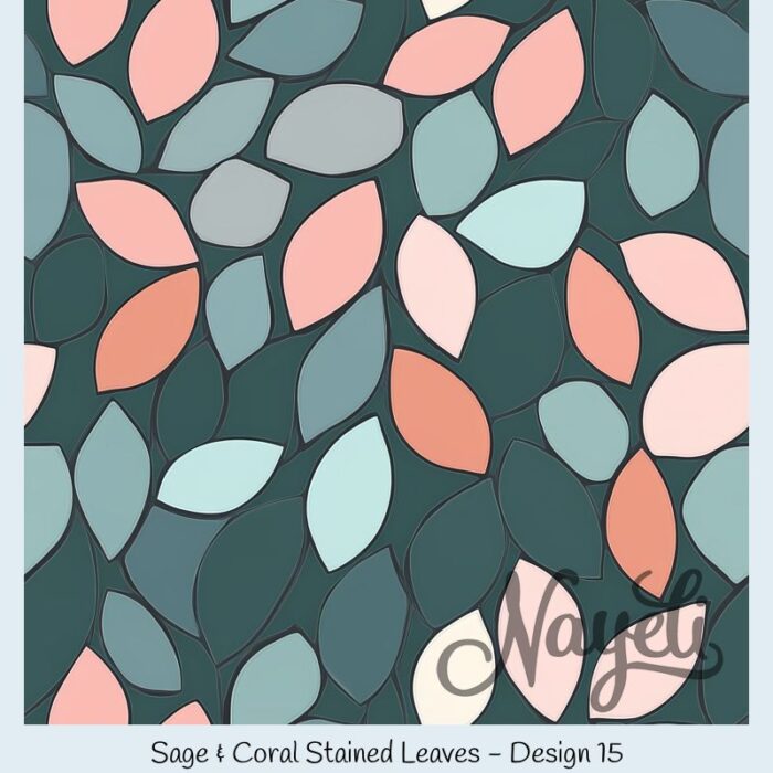 Sage & Coral Stained Leaves – Bild 16