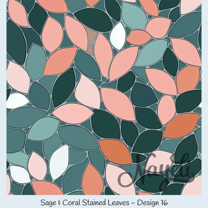 Sage & Coral Stained Leaves – Bild 17