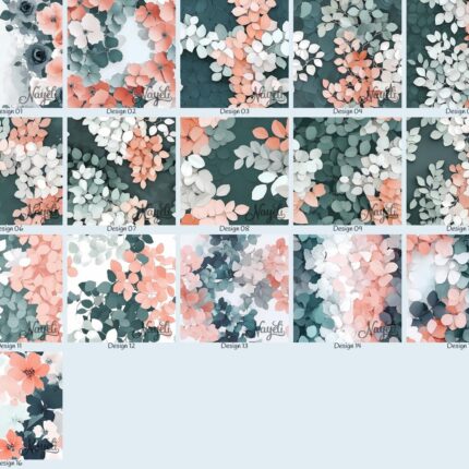 Sage & Coral Watercolor Leaves