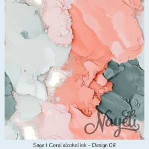 Sage & Coral alcohol ink – Bild 9