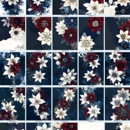 Midnight & Merlot Floral Panels