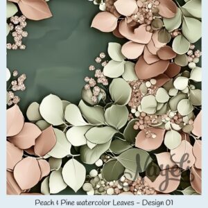 Peach & Pine watercolor Leaves – Bild 2