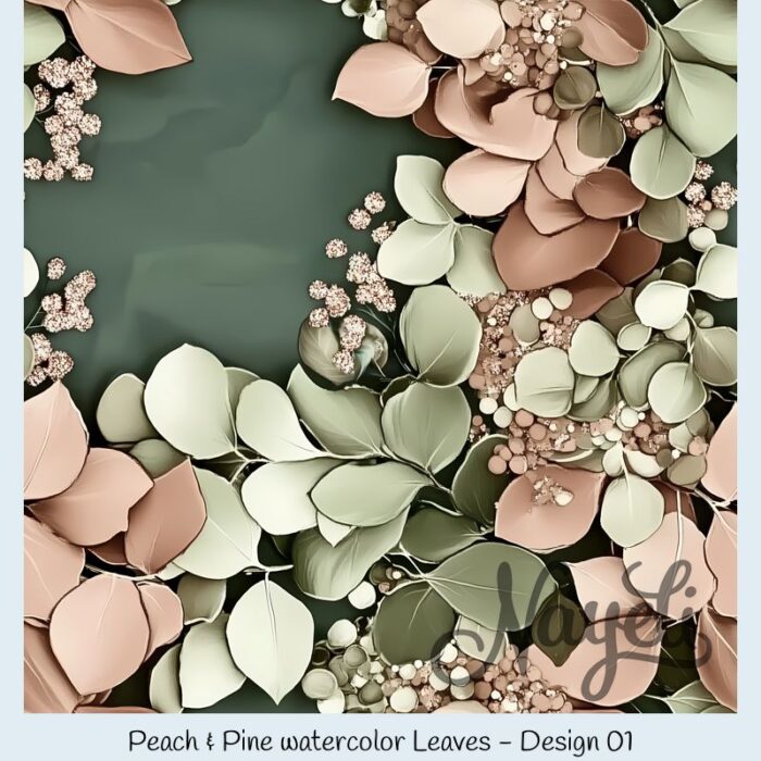 Peach & Pine watercolor Leaves – Bild 2