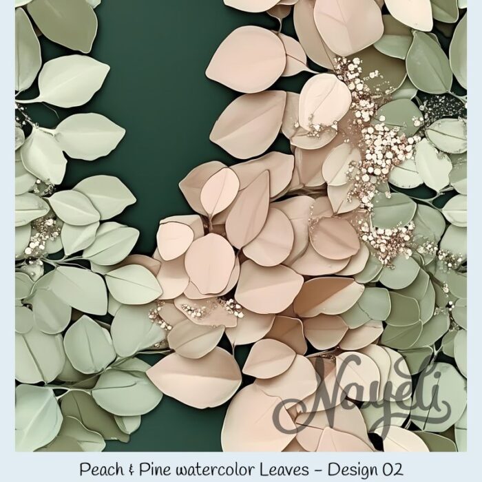 Peach & Pine watercolor Leaves – Bild 3