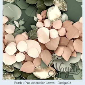 Peach & Pine watercolor Leaves – Bild 4