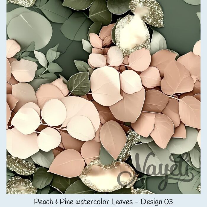 Peach & Pine watercolor Leaves – Bild 4