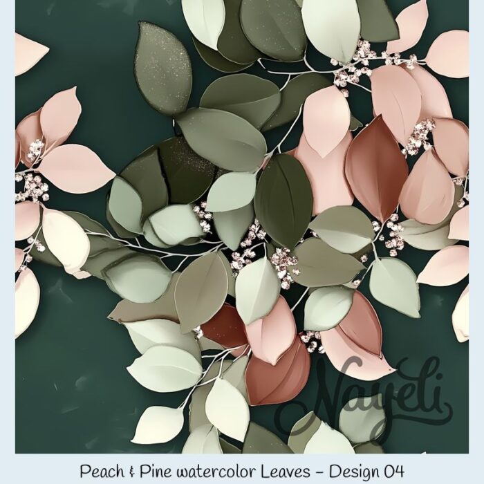Peach & Pine watercolor Leaves – Bild 5