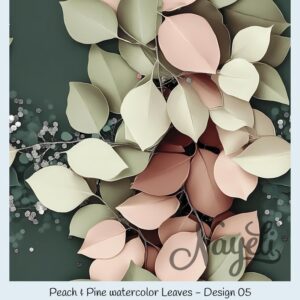 Peach & Pine watercolor Leaves – Bild 6