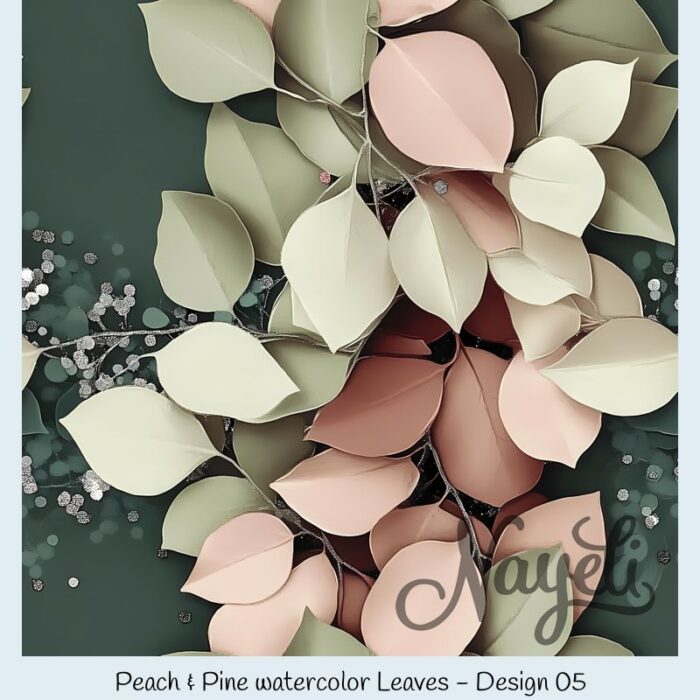 Peach & Pine watercolor Leaves – Bild 6