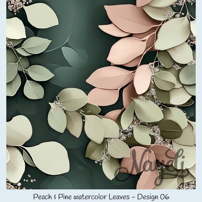 Peach & Pine watercolor Leaves – Bild 7