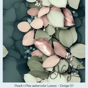 Peach & Pine watercolor Leaves – Bild 8