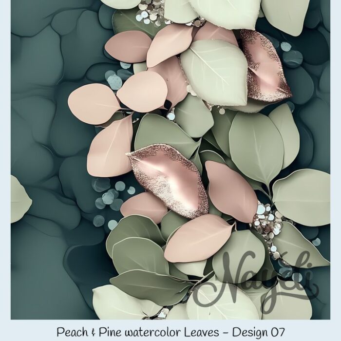 Peach & Pine watercolor Leaves – Bild 8