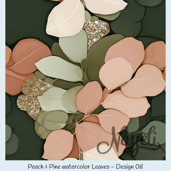 Peach & Pine watercolor Leaves – Bild 9