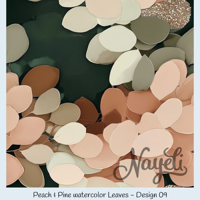 Peach & Pine watercolor Leaves – Bild 10