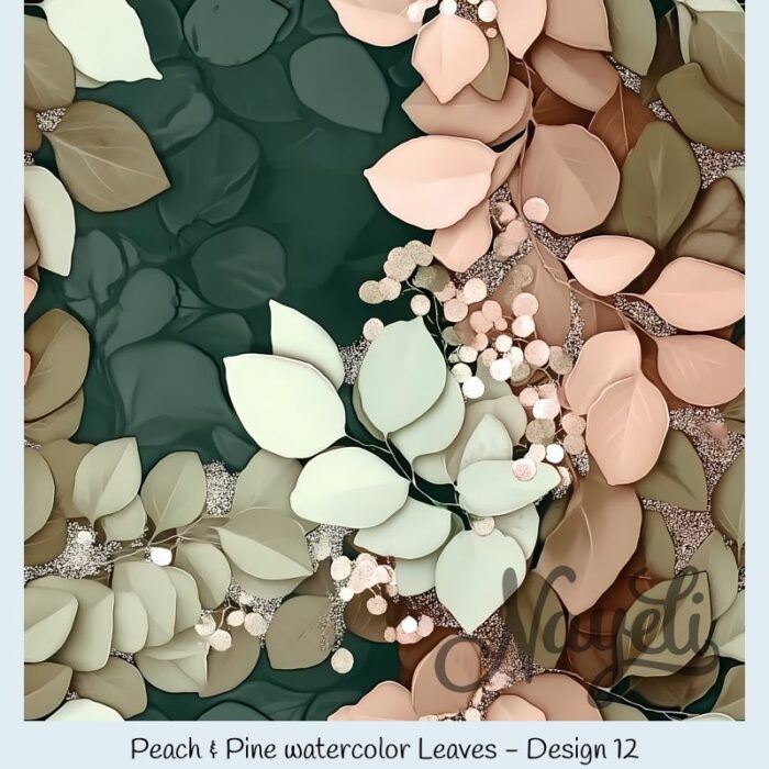 Peach & Pine watercolor Leaves – Bild 13
