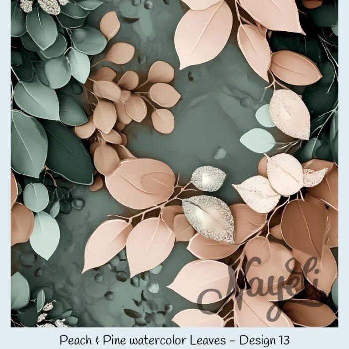 Peach & Pine watercolor Leaves – Bild 14