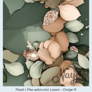 Peach & Pine watercolor Leaves – Bild 15