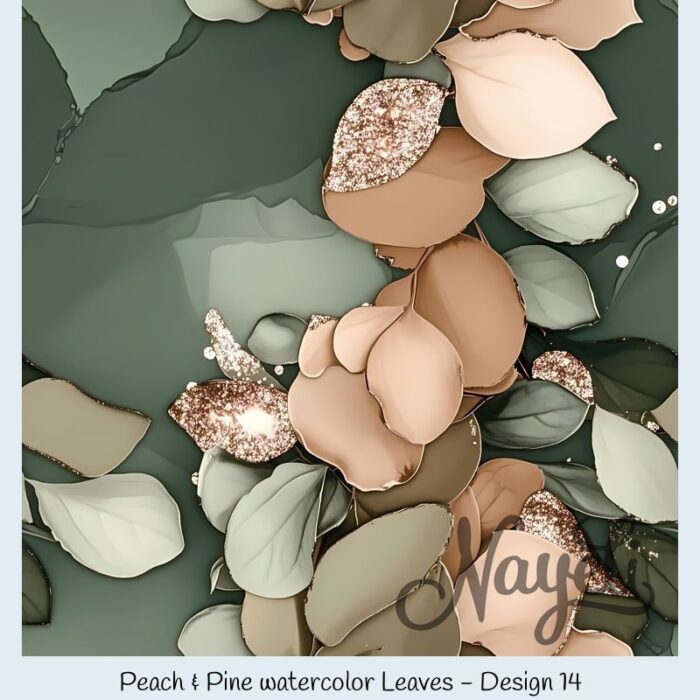 Peach & Pine watercolor Leaves – Bild 15