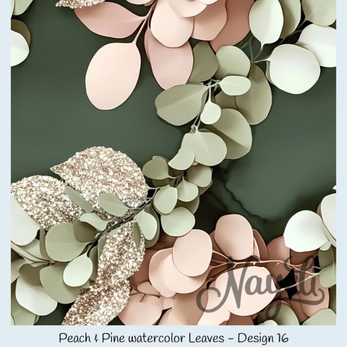 Peach & Pine watercolor Leaves – Bild 17