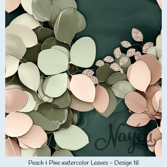 Peach & Pine watercolor Leaves – Bild 19