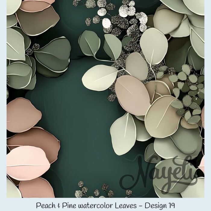 Peach & Pine watercolor Leaves – Bild 20