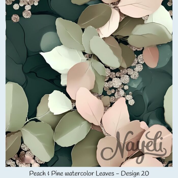 Peach & Pine watercolor Leaves – Bild 21