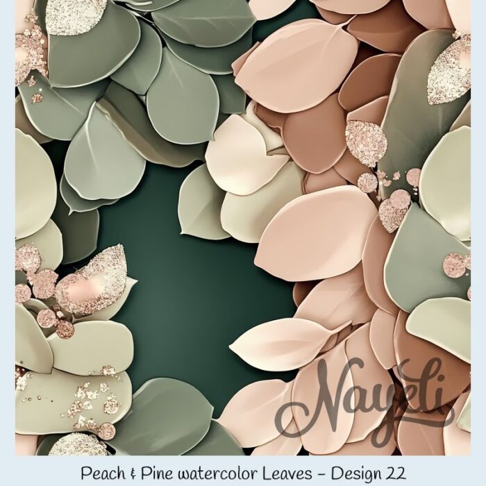 Peach & Pine watercolor Leaves – Bild 23