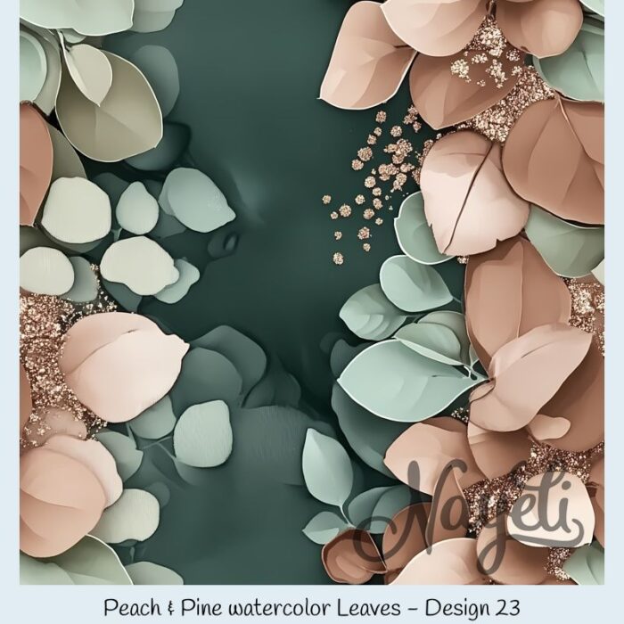 Peach & Pine watercolor Leaves – Bild 24