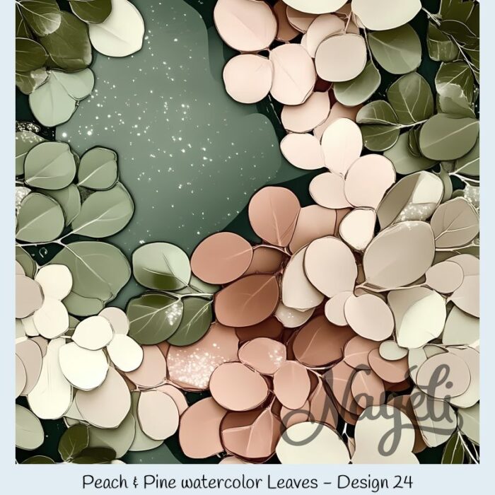 Peach & Pine watercolor Leaves – Bild 25
