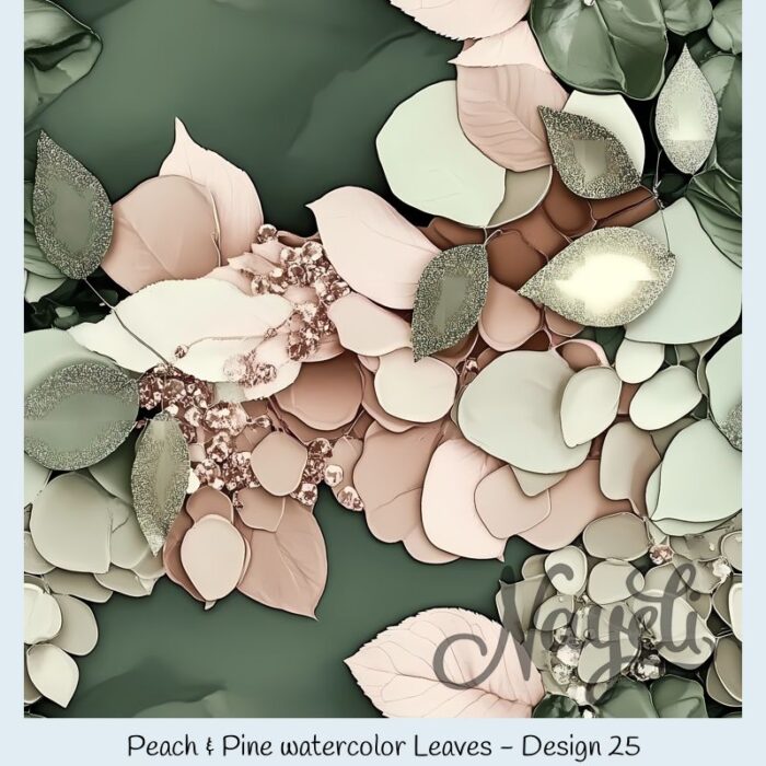 Peach & Pine watercolor Leaves – Bild 26