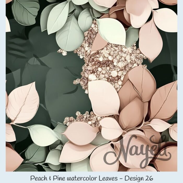 Peach & Pine watercolor Leaves – Bild 27
