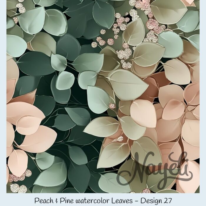 Peach & Pine watercolor Leaves – Bild 28