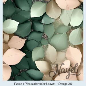 Peach & Pine watercolor Leaves – Bild 29