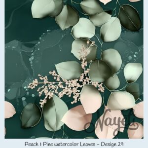 Peach & Pine watercolor Leaves – Bild 30